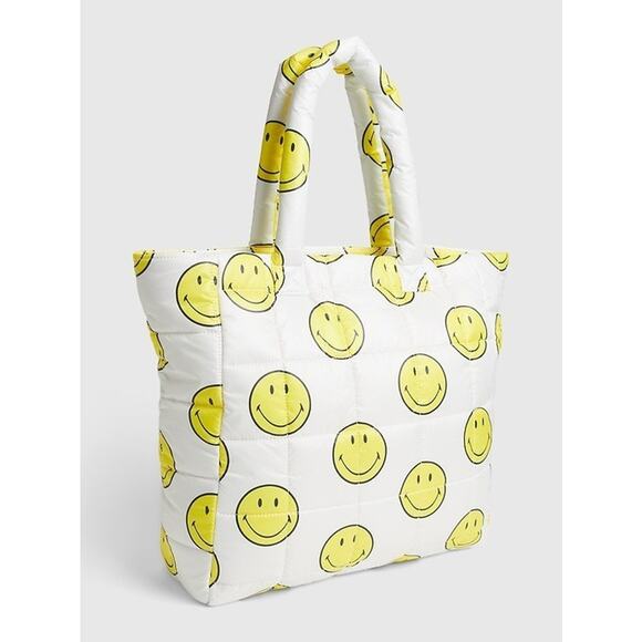 GAP X Smiley Puffer Tote Bag Limited Edition Zip Top - Picture 1 of 16